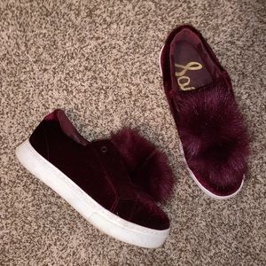 Sam Edelman Pom Sneaker - maroon